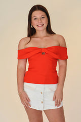 Telayna Top - Red Orange