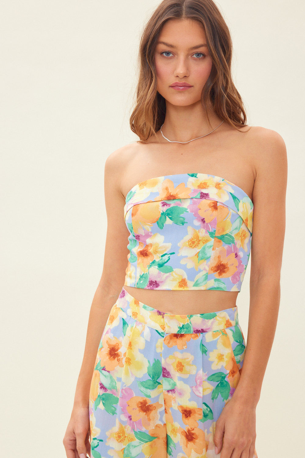 Floral Strapless Crop Top