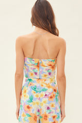 Floral Strapless Crop Top