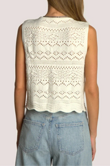 Scallop Hem Crochet Sweater Top