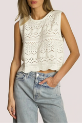 Scallop Hem Crochet Sweater Top