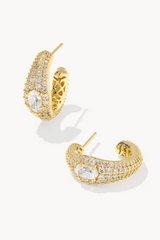 Bella Gold Hoop Earrings - White