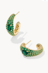 Bella Gold Hoop Earrings - Green