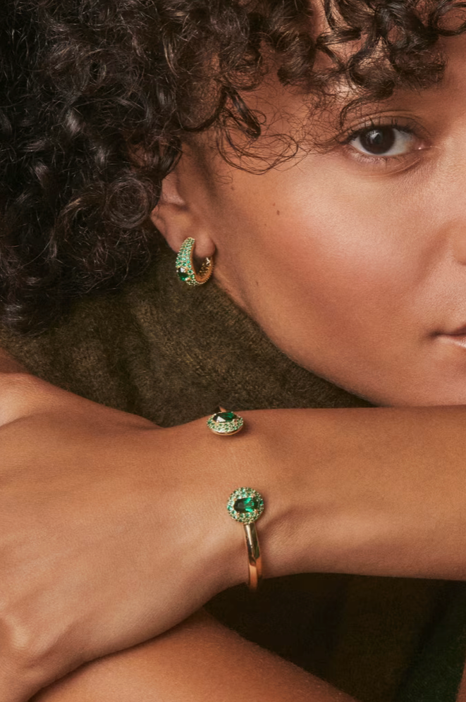 Bella Gold Cuff Bracelet - Green