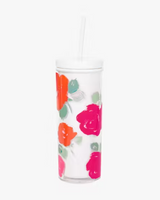 Brushy Rose Acrylic Tumbler with Straw