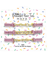 Kids Bracelet Hair Ties - Gold/Sparkly Pink