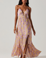Minari Purple Floral V-Neck Maxi Dress
