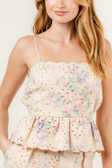 Cotton Twill Embroidered Tank Top