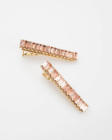 Elyse Peach Crystal Hair Clip Set of 2