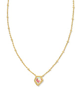 Tess Satellite Gold Frame Pendant Necklace - Dichroic Glass