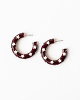 Justine Medium Blue & White Hoop Earrings