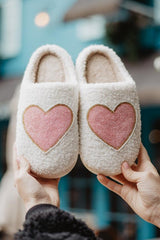 Beaded Pink & Gold Heart Slippers