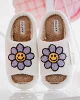 Lavender Daisy Happy Face Open Toed Slippers