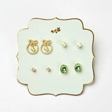 Parisian Bow Mint Earrings Set of 4