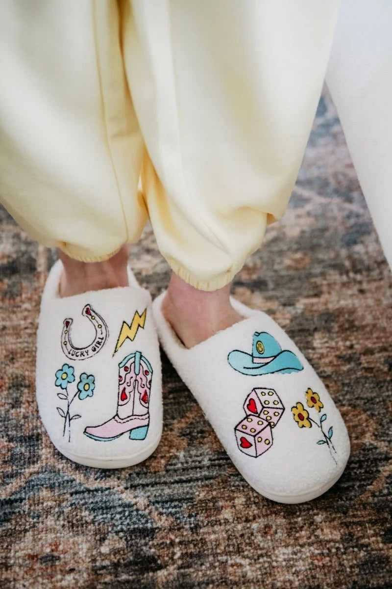 Lucky Cowgirl Icons Slippers