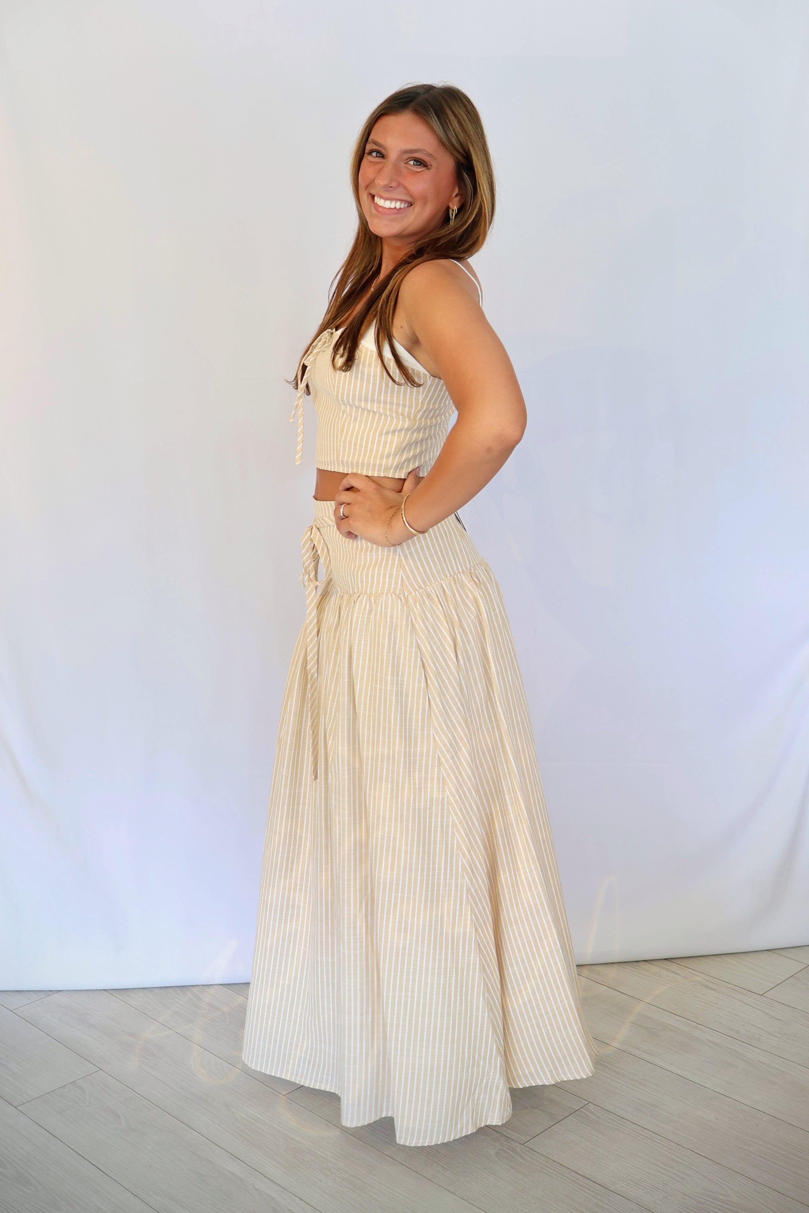 Two-Tone Stripe Spaghetti Strap Top