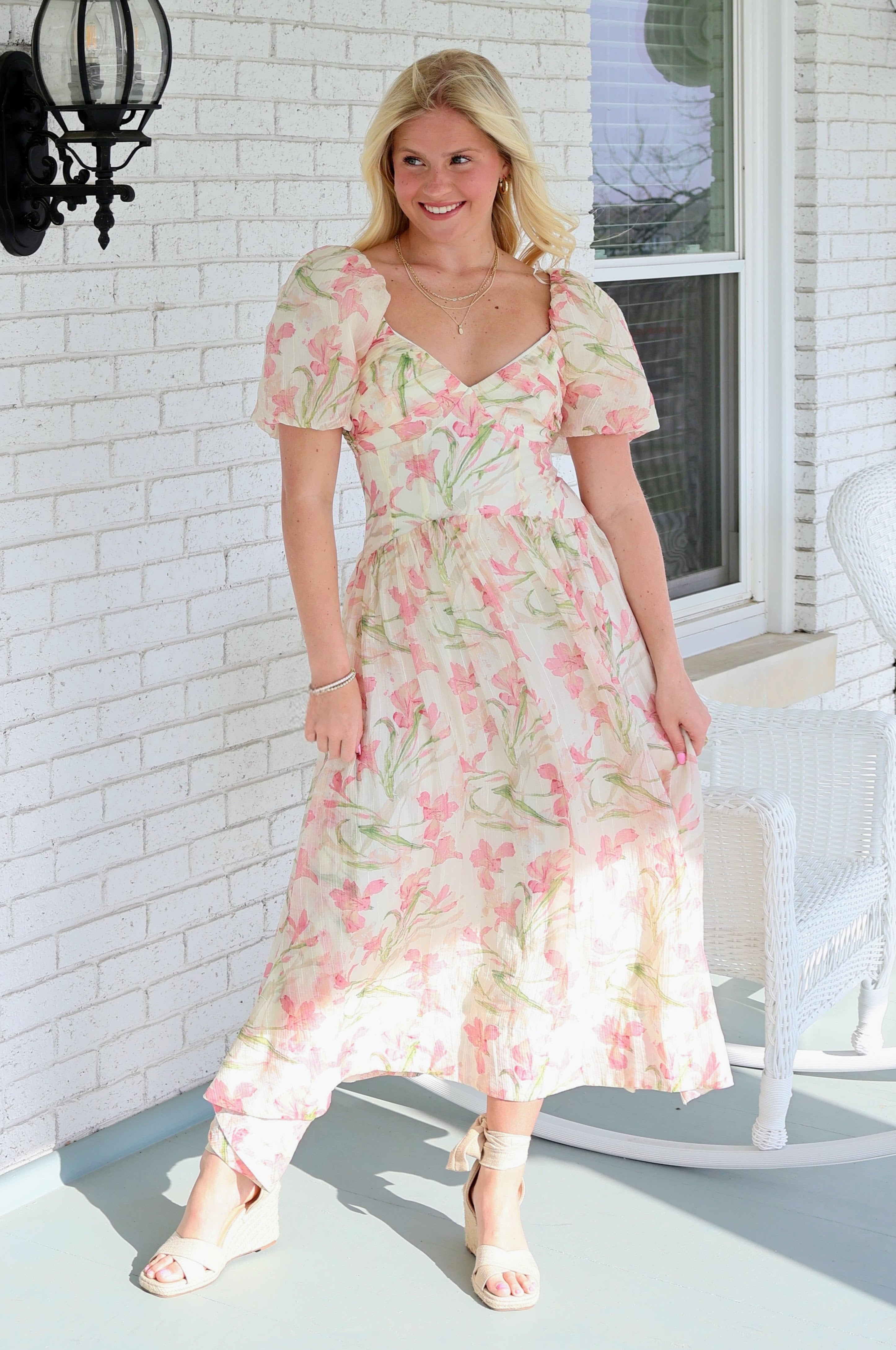 Sasilia Floral Puff Sleeve Maxi Dress