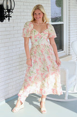 Sasilia Floral Puff Sleeve Maxi Dress
