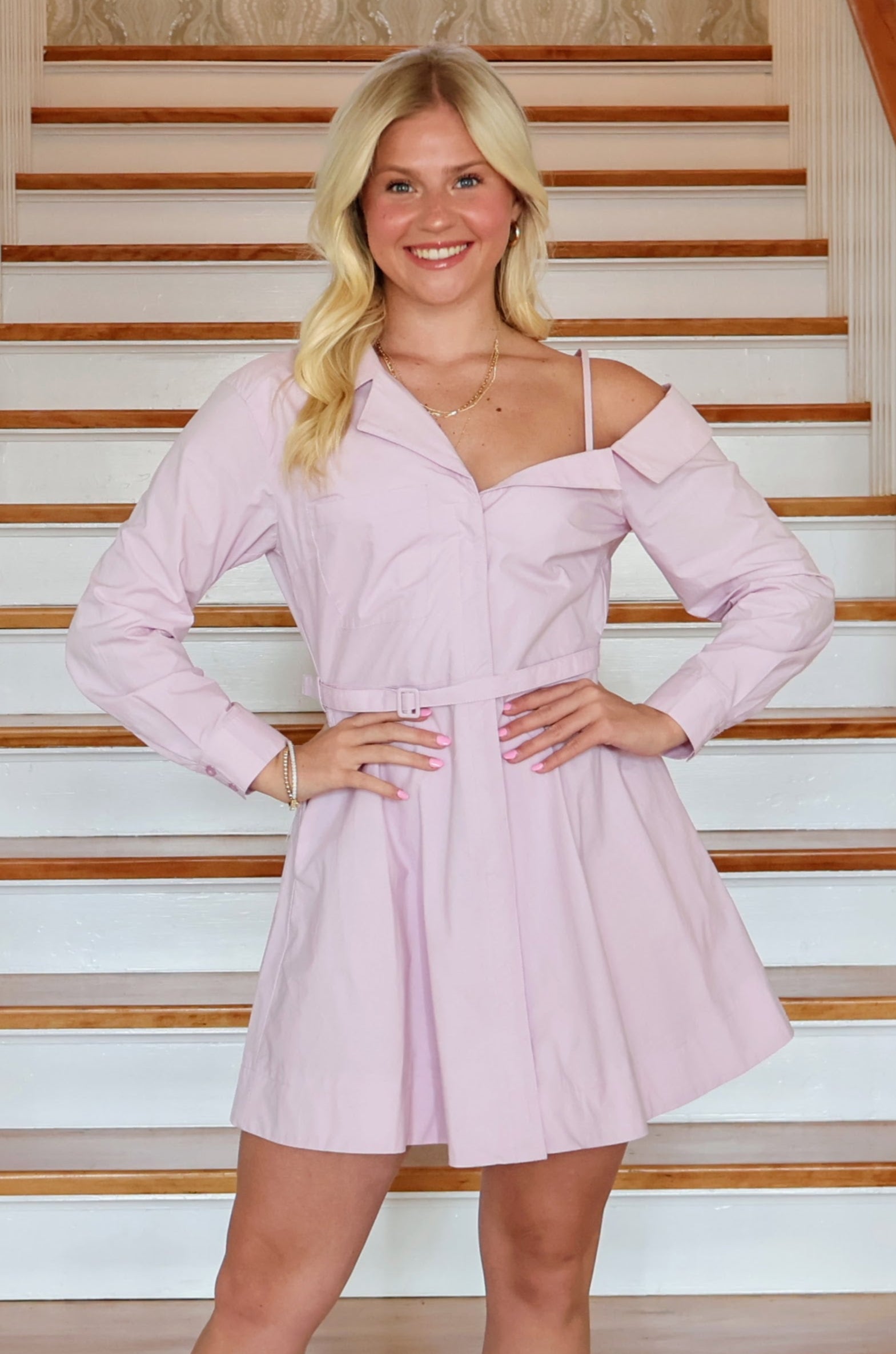 Aveni Button Down Mini Dress