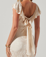 Freesia Satin Jacquard Print Midi Dress