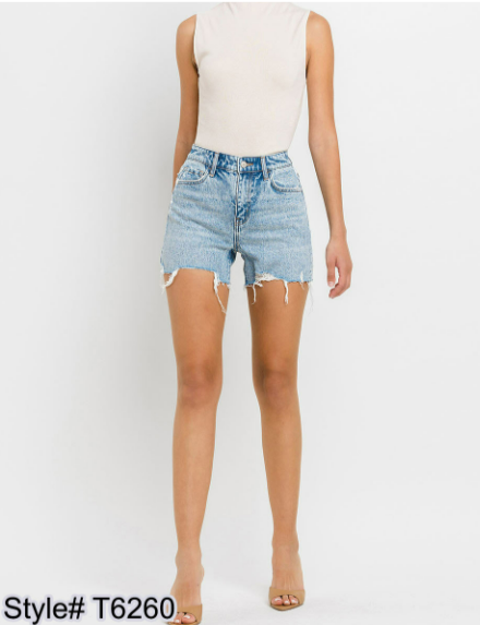 High Rise Raw Hem Shorts