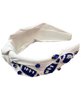 White & Blue Football Headband