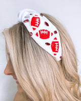 White & Blue Football Headband