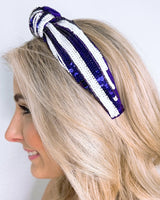 Blue & White Sequin Headband