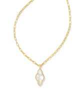 Abbie Pave Frame Pendant Necklace - Ivory Mother-of-Pearl