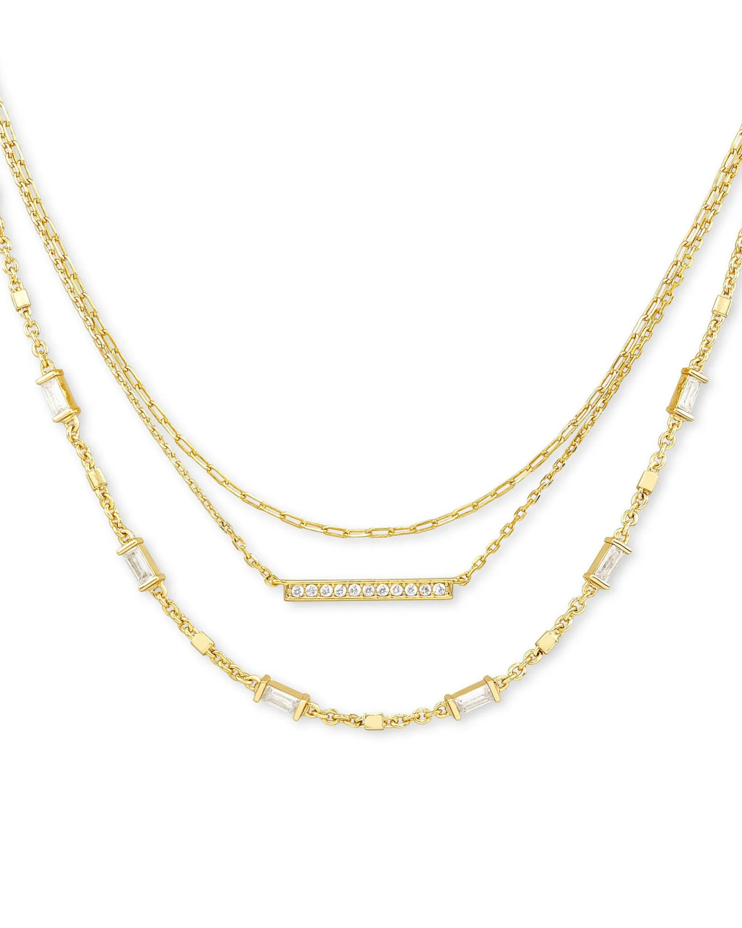 Addison Gold Triple Strand Necklace