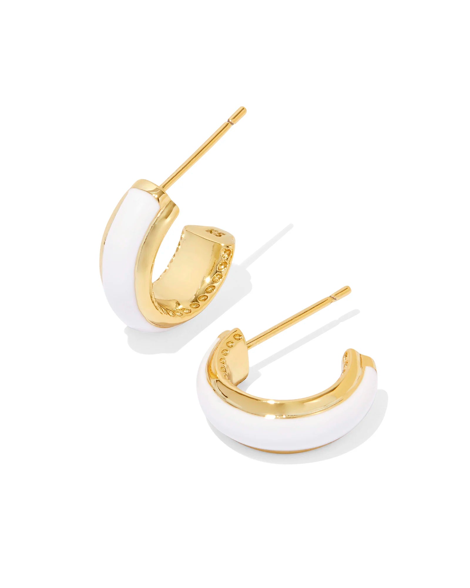 Ainsley Gold Huggie Earring - White Enamel