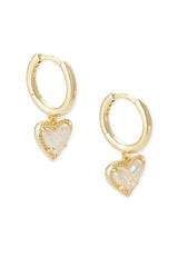 Ari Heart Gold Huggie Earrings - Iridescent Drusy