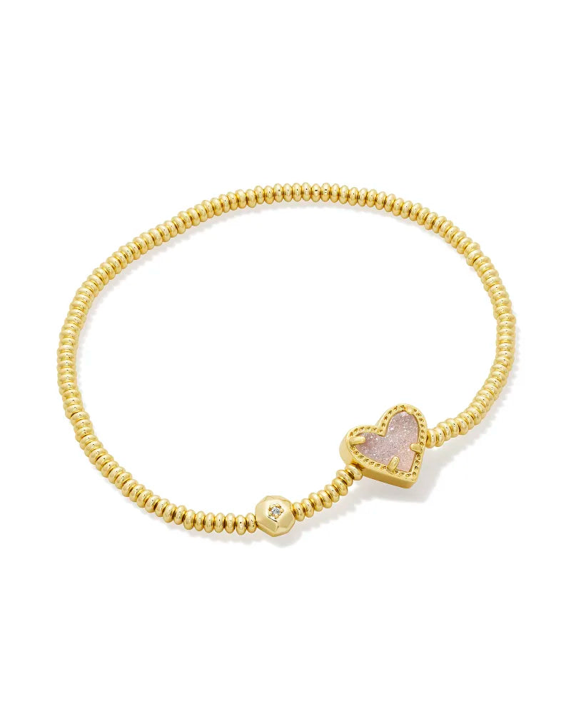 Ari Heart Gold Stretch Bracelet - Iridescent Drusy