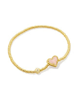 Ari Heart Gold Stretch Bracelet - Rose Quartz