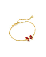 Blair Bow Gold Delicate Chain Bracelet - Red Drusy