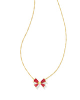 Blair Bow Gold Short Pendant Necklace - Red Drusy