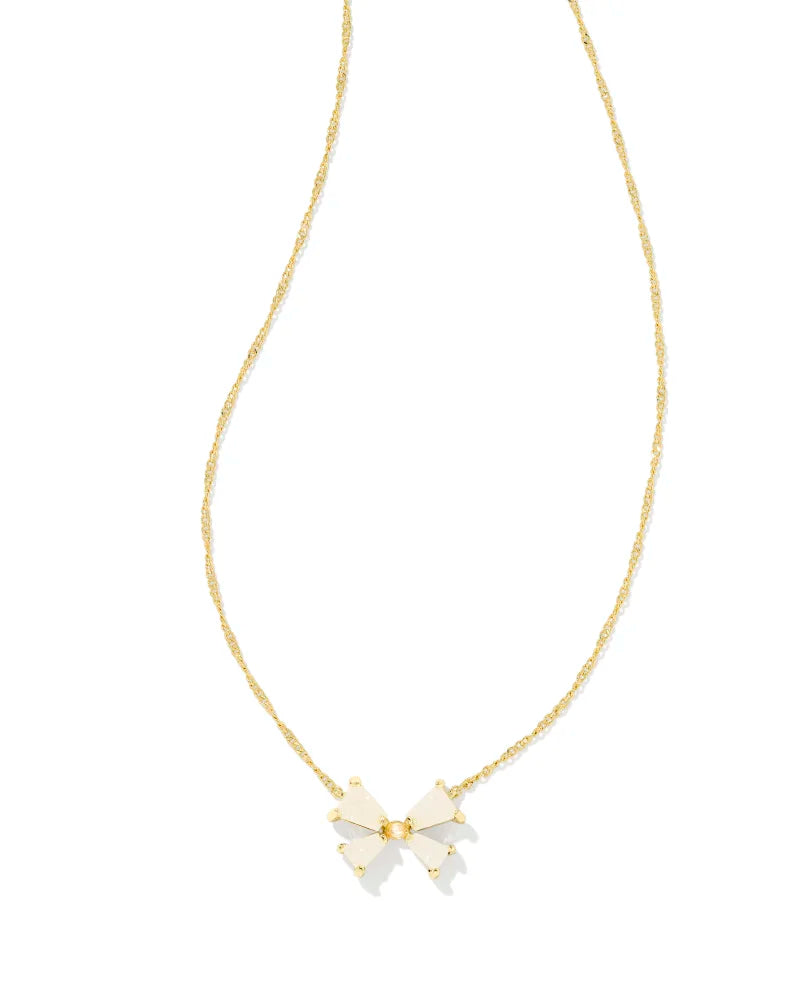 Blair Bow Gold Short Pendant Necklace - Iridescent Drusy