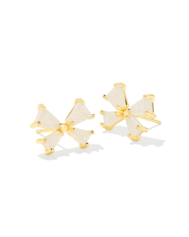 Blair Bow Gold Small Stud Earrings - Iridescent Drusy