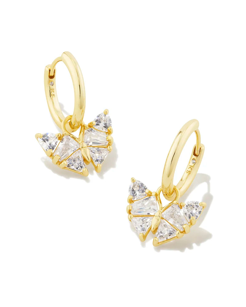 Blair Butterfly Gold Huggie Earrings - White Crystal