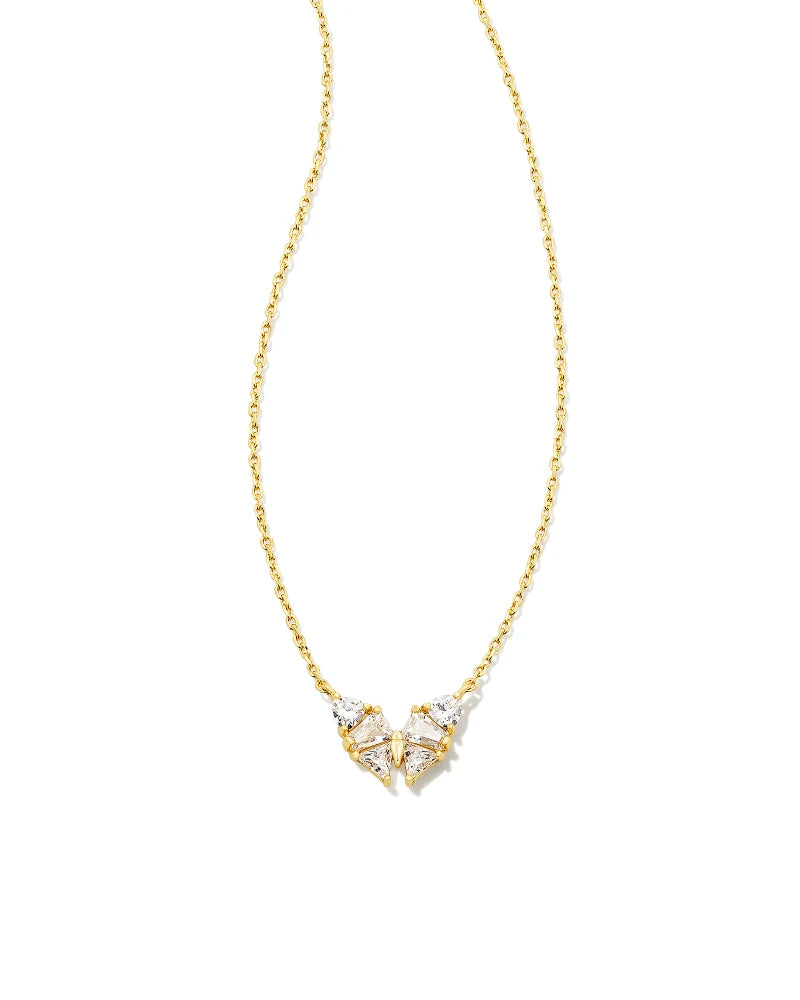 Blair Butterfly Gold Small Pendant Necklace - White Crystal