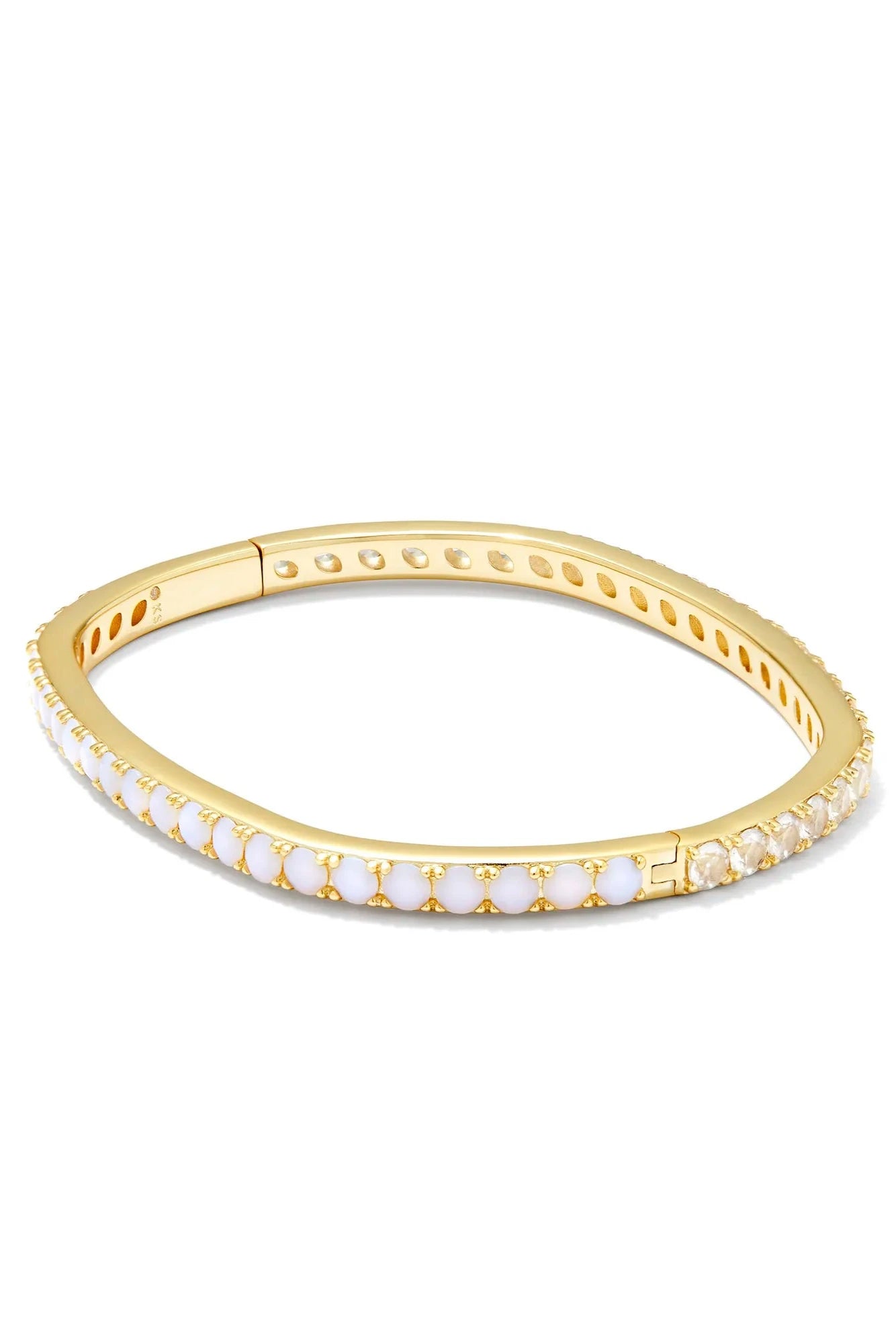 Chandler Gold Bangle Bracelet - White Opalite Mix