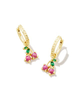 Cherry Gold Huggie Earrings-Kyocera Opal