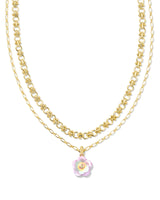 Deliah Gold Multi Strand Necklace - Pastel Mix
