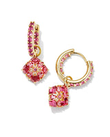 Dira Gold Huggie Earrings - Pink Crystal