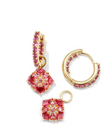 Dira Gold Huggie Earrings - Pink Crystal