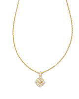 Dira Gold Short Pendant Necklace - White Crystal