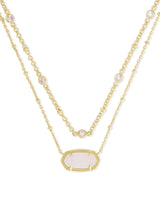 Elisa Gold Multi Strand Pendant Necklace - Iridescent Drusy