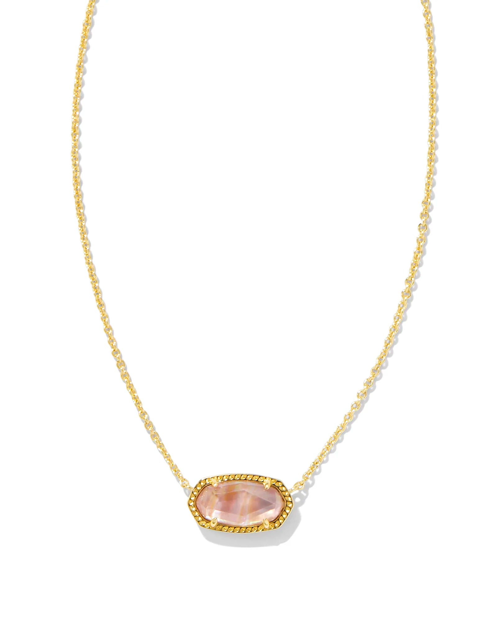 Elisa Gold Necklace - Light Pink Iridescent Abalone