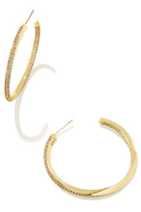 Ella Gold Hoop Earrings - White Crystal