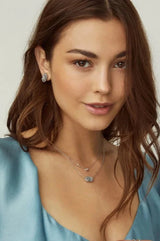 Ellie Rhodium Stud Earrings - Platinum Drusy